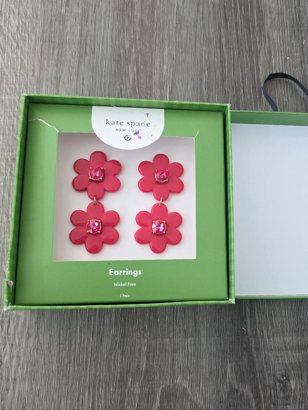 kate spade Women's  Bright Pink Double Flower Drop Earrings